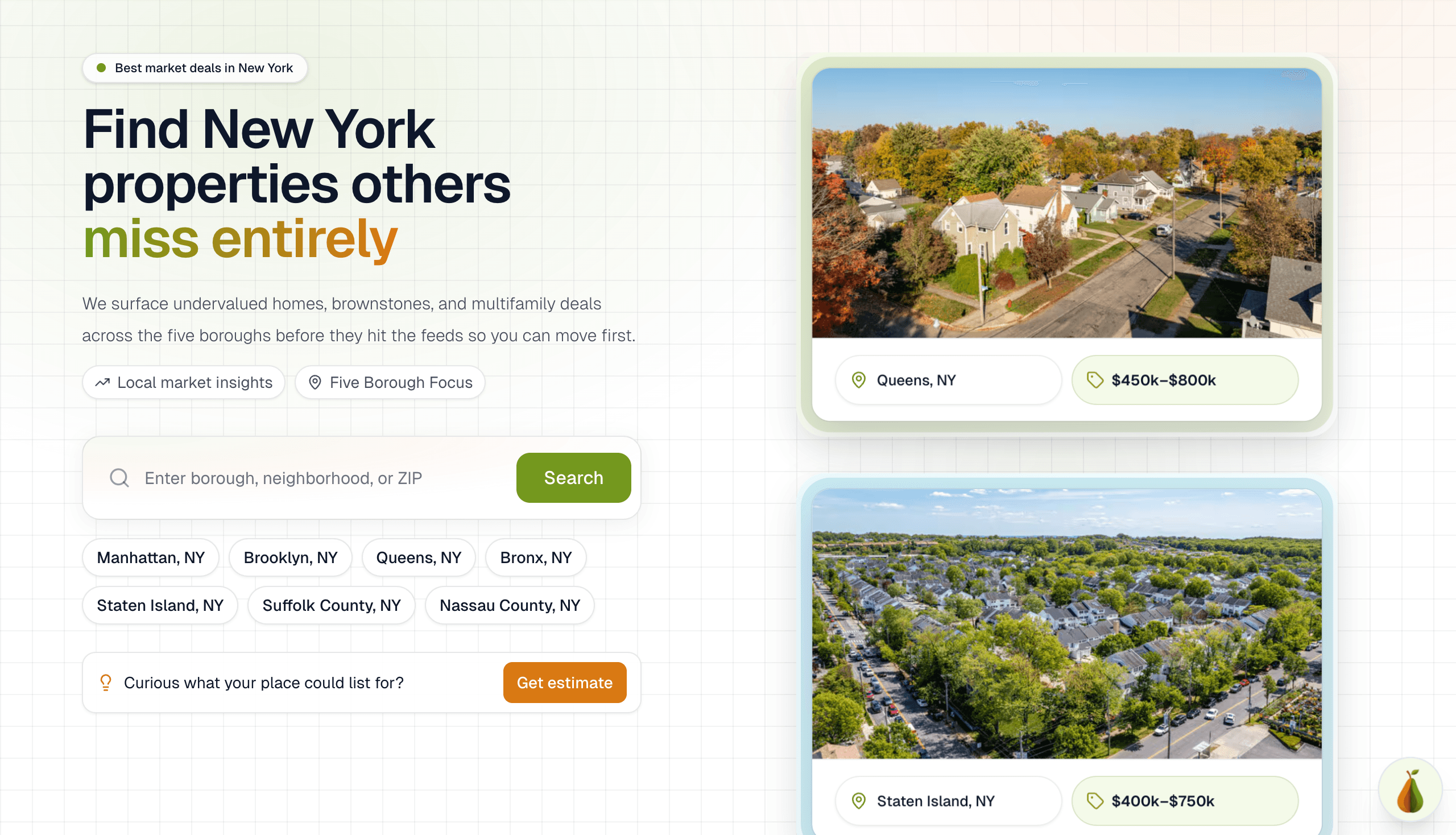 Property Pear analytics dashboard shown on a laptop screen